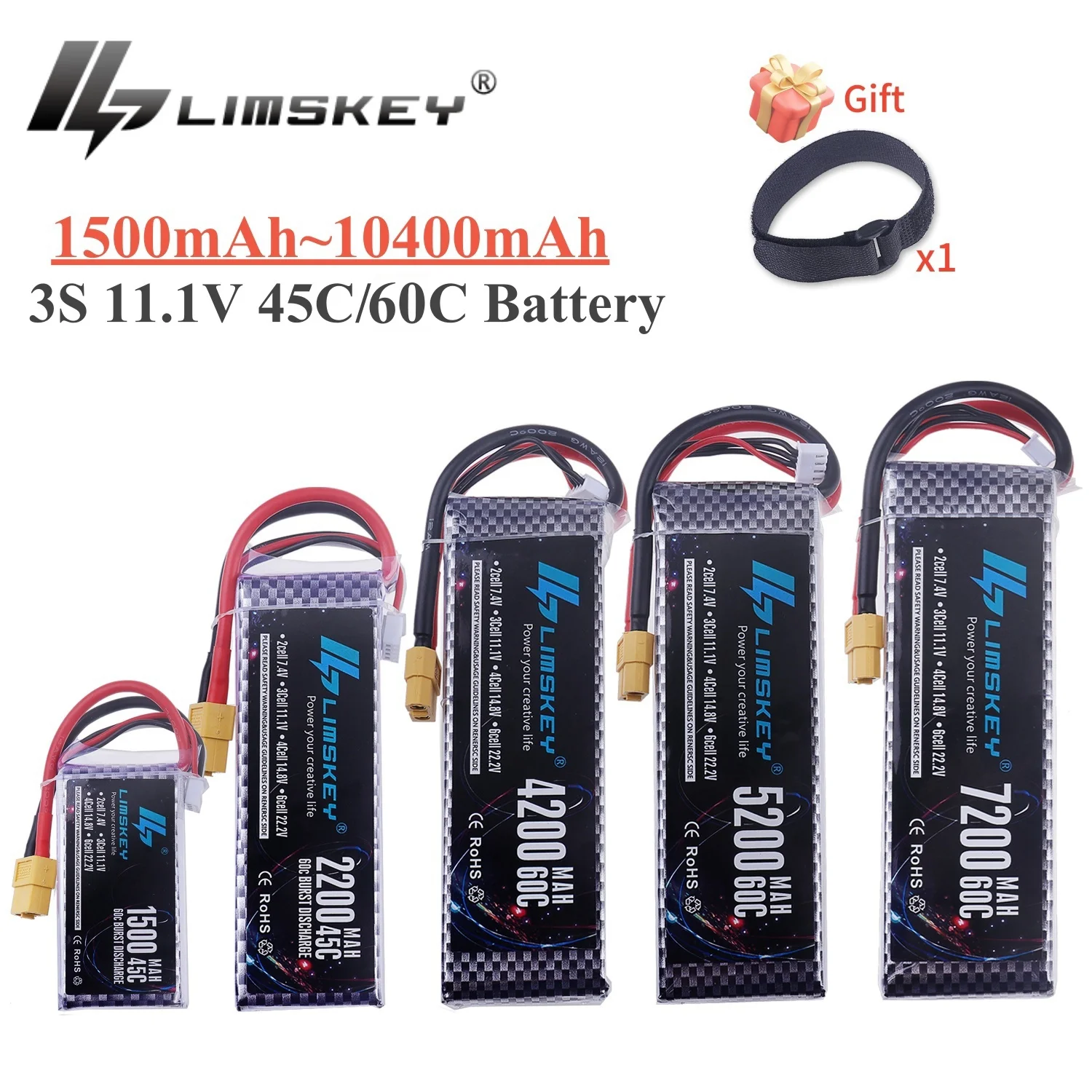 Akumulator Lipo 3S 11.1V 60C Deans XT60 1500mAh 2200mAh 3300mAh 4200mAh 5200/6500/9800/10400mAh do samochodów RC Truck Buggy Racing Boat