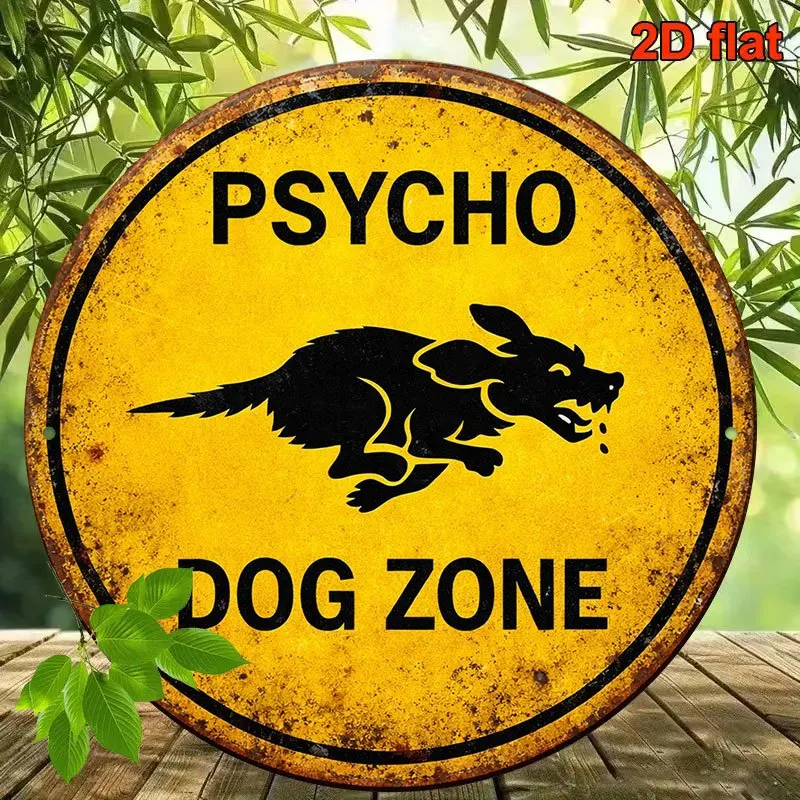 1PCS 20CM 2D Wooden Platter Retro Aesthetic Alert Plaque Hazard Hound Sign Furniture Hanging Ornament Workshop Patio Decor