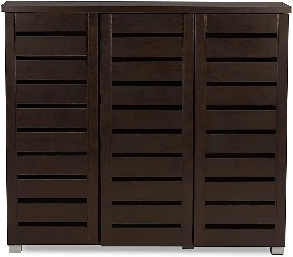 Adalwin 3-Door Shoe Storage Cabinet, Dark Brown (118-6517-HiT)