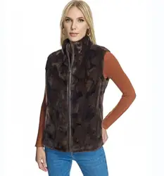 Chaleco de piel de visón para mujer, chaleco 100% genuino, cálido, informal, a la moda, para invierno