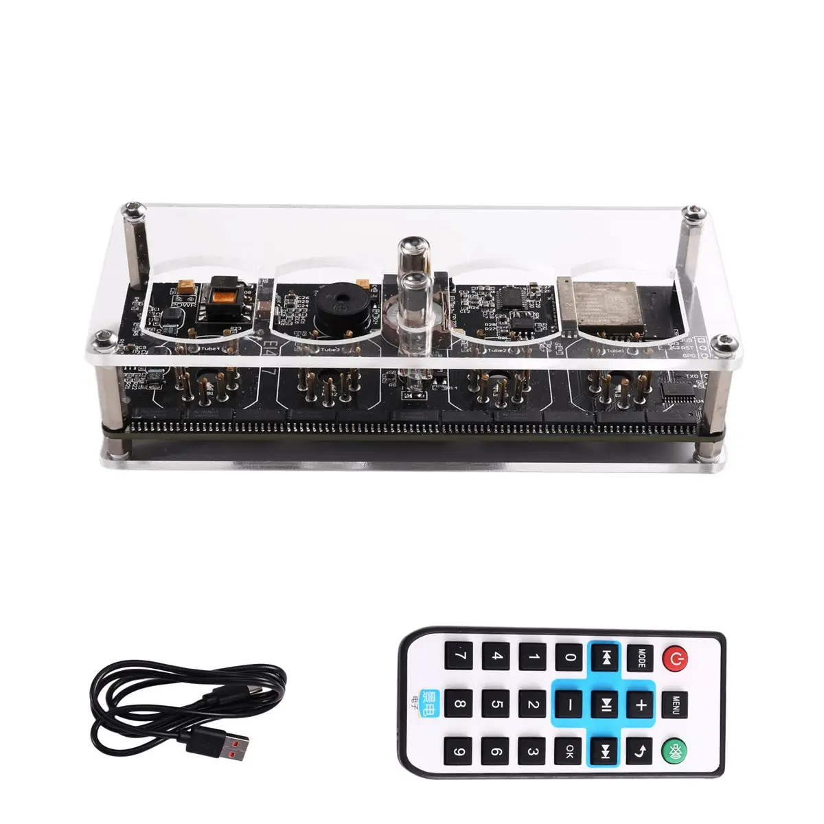 

【TODAY-BUY】~@ Nixie Clock Base Glow Tube WIFI Clock with Time Display 12H/24H W Temperature Remote Control Type-C Power