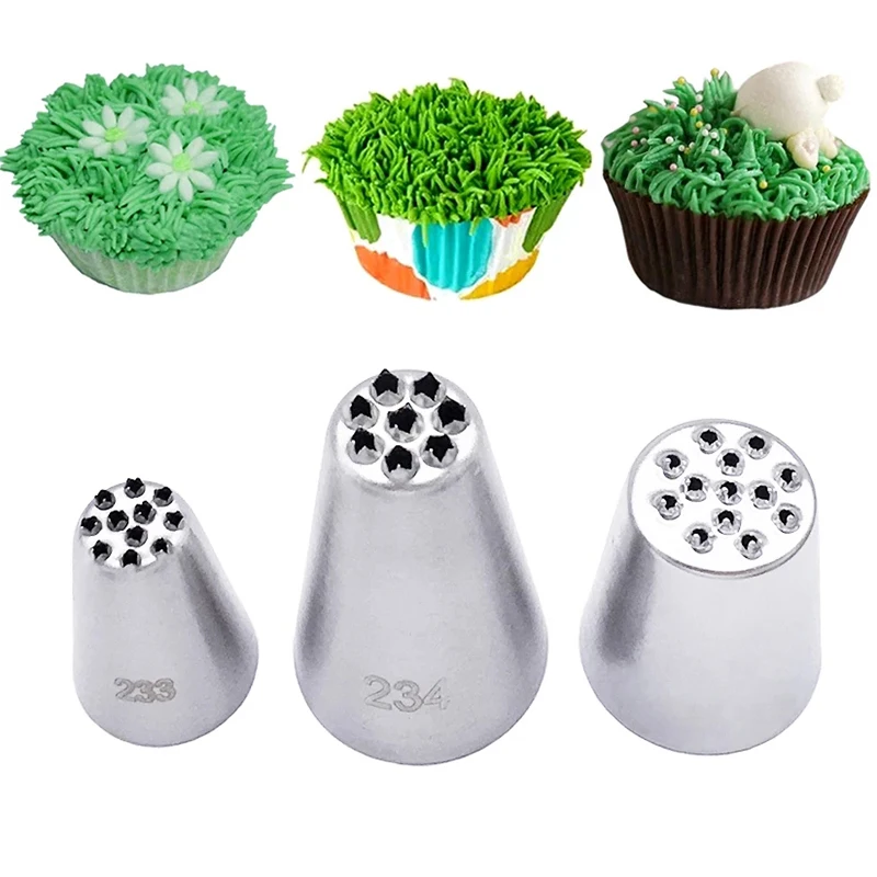 1/3PCS Stainless Steel Cream Decoration Mouth Small Grass Shape Cream Nozzle Baking Tools Grass Cream Icing Nozzles Pastry Tool