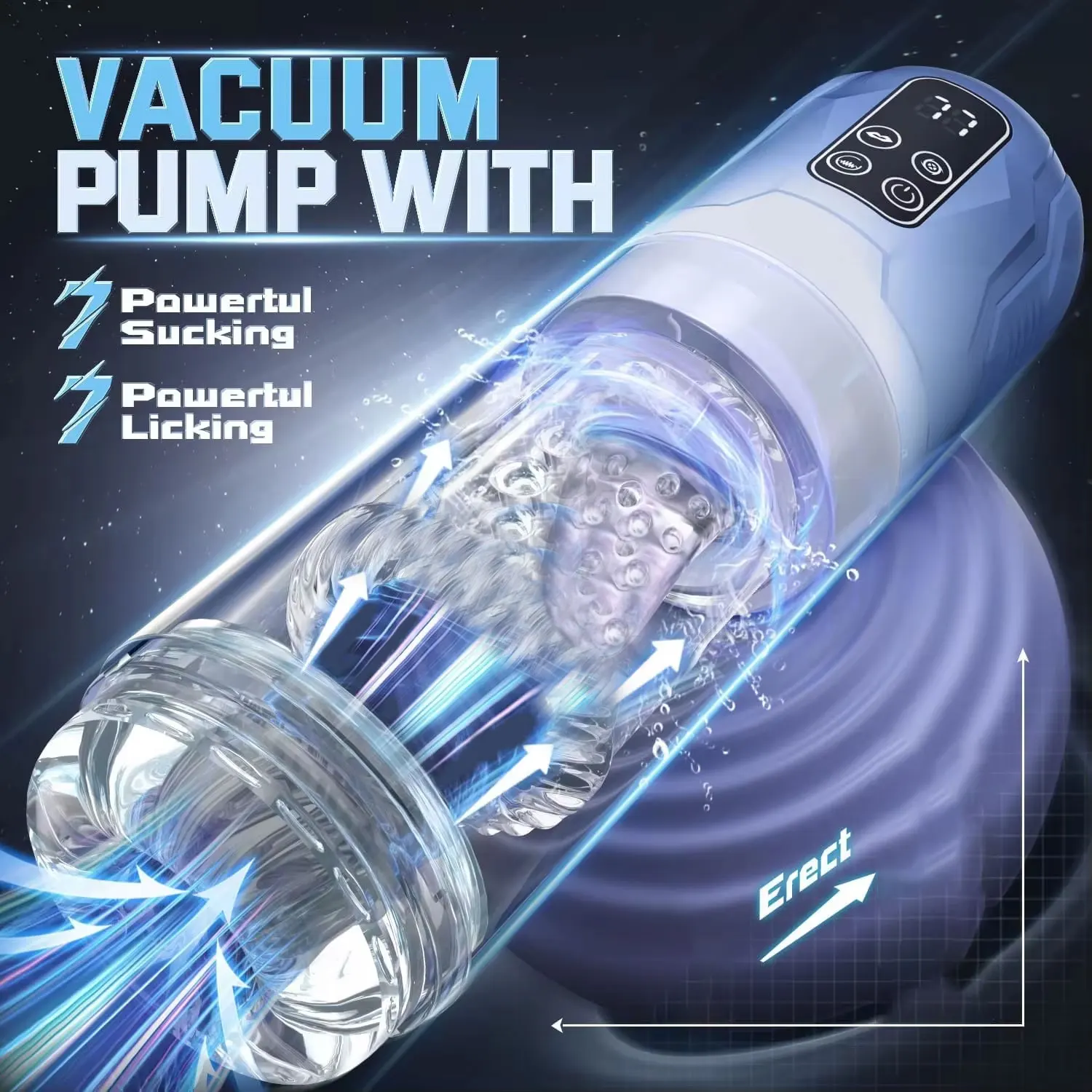 LCD Automatic Sucking Male Masturbator Penis Pump Water SPA Real Pocket Pussy Stroker Thrusting Rotating Licking Sex Toy for Men - Image 2