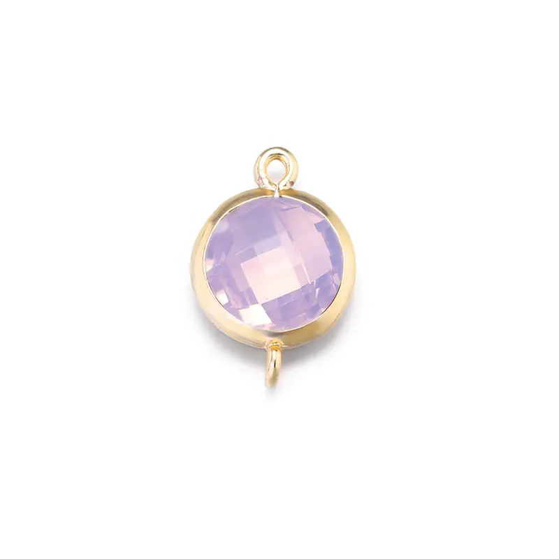 4PCS 18K Gold Color Round Colourful 2 holes Connect Charms High Quality Necklace Earrings Accessories Rosediy official-website