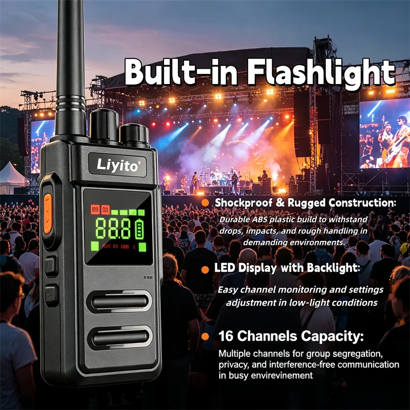 Two Way Radios Walkie Talkies LCD Screen CTCSS DCS Long Range Rechargeable 16CH Portable for Kids Adults Camping Hiking Hunting