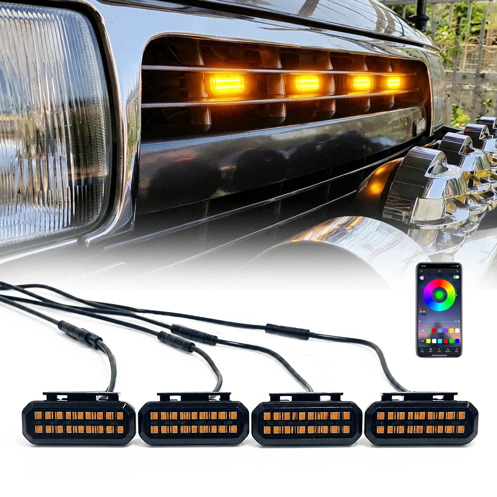 

18 LED Front Grille Light Universal model Car Daytime Running Light Wheel Eyebrow Lamp For Pickup Offroad 12V