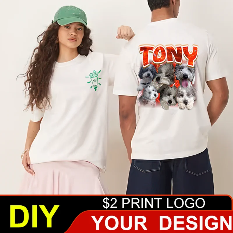 2025 Plus Size S-6xl 180gsm 100% Cotton Short Sleeve T Shirt Men And Women Tops Tee Customize Printing Of Your Images Text Logo