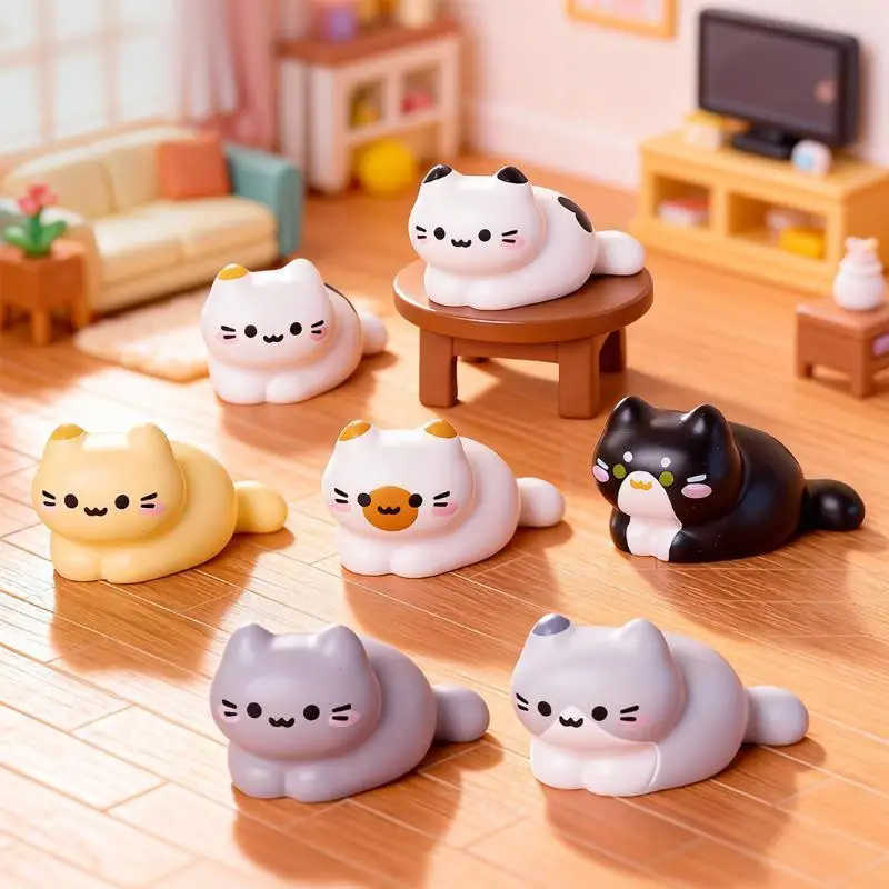 8PCS Cute Cat Miniature Figurines DIY Micro Landscape Ornament Kitten Desk Car Dashboard Home Decoration Crafts