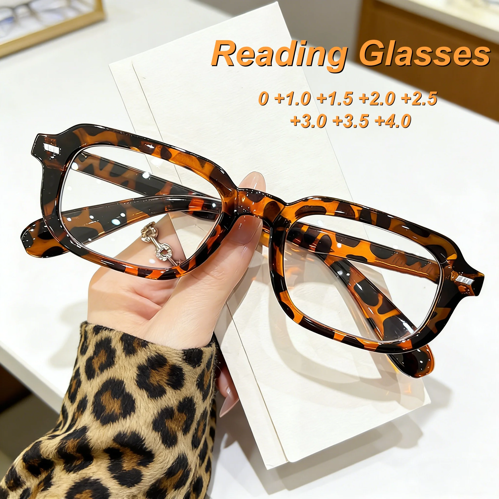 

2026 New Fashionable Personalized HD Square Frame Women's Reading Glasses Retro Neutral High Quality Anti Blue Light Glasses