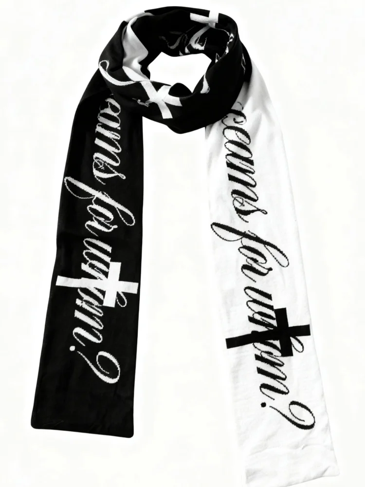 Womens Autumn Winter Millennium Fashion Retro Double Sided High Street Creative Personality Letter Wool Knitted Trendy Scarf