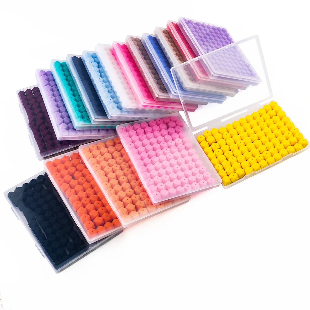 96Pcs/Box 14mm Hexagon Silicone Beads Loose Silicone Beads For Jewelry Making DIY Bracelet Necklace Keychain Accessories