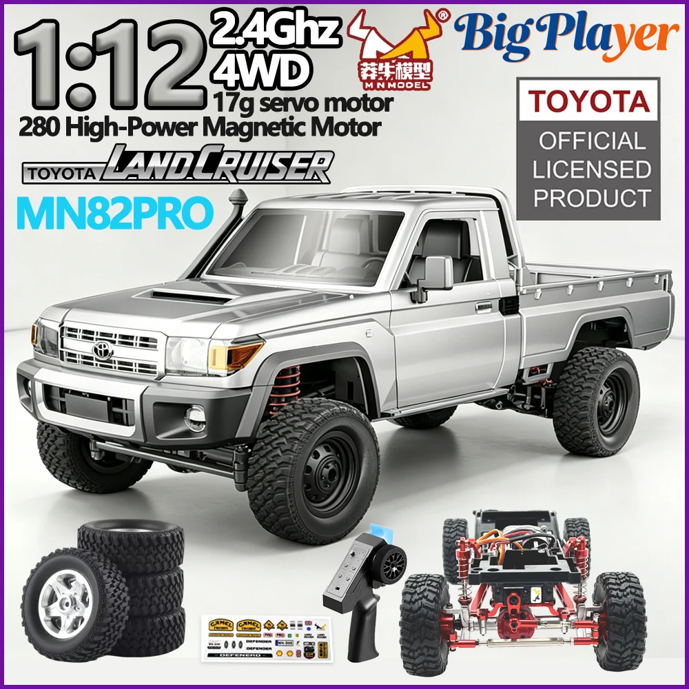 MN MN82 MN82Pro Coche RC a Escala 1:12, Camioneta Todoterreno 4x4 con Control Remoto de 2.4G, Equipada con Motor 280, Juguete de Control Remoto, Regalo