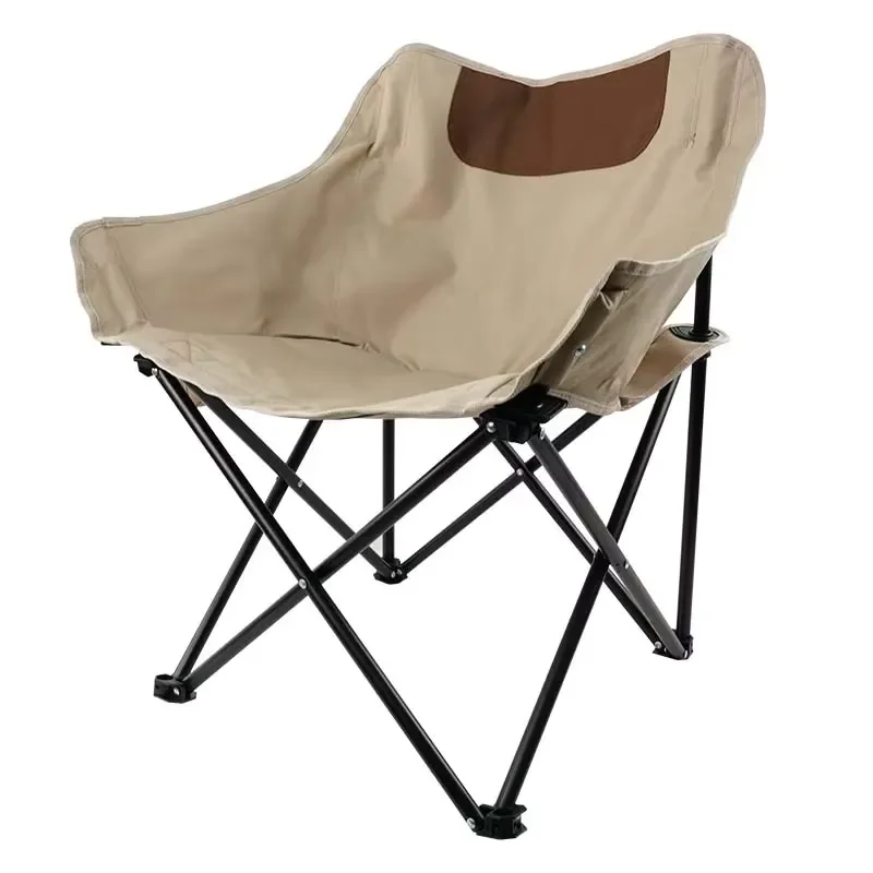for Customized Durable Portable 600D Oxford Metal Frame Beach Camping Chair Outdoor Folding Moon