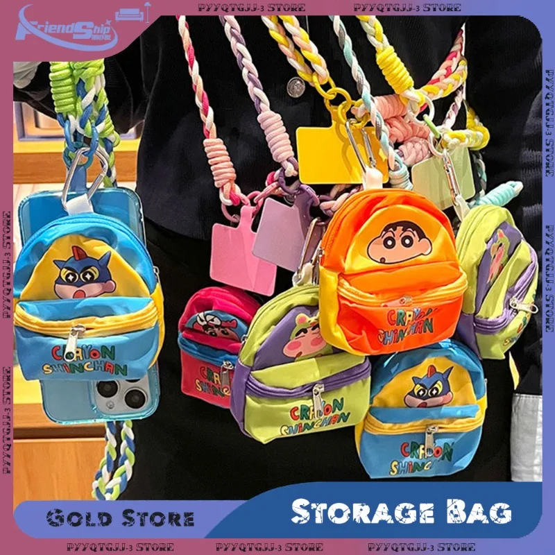 Cute Crayon Shin-chan Storage Bag Portable Purse Decorative Keychain Pendant Anime Phone Lanyard Mini Earphone Case Cartoon Gift