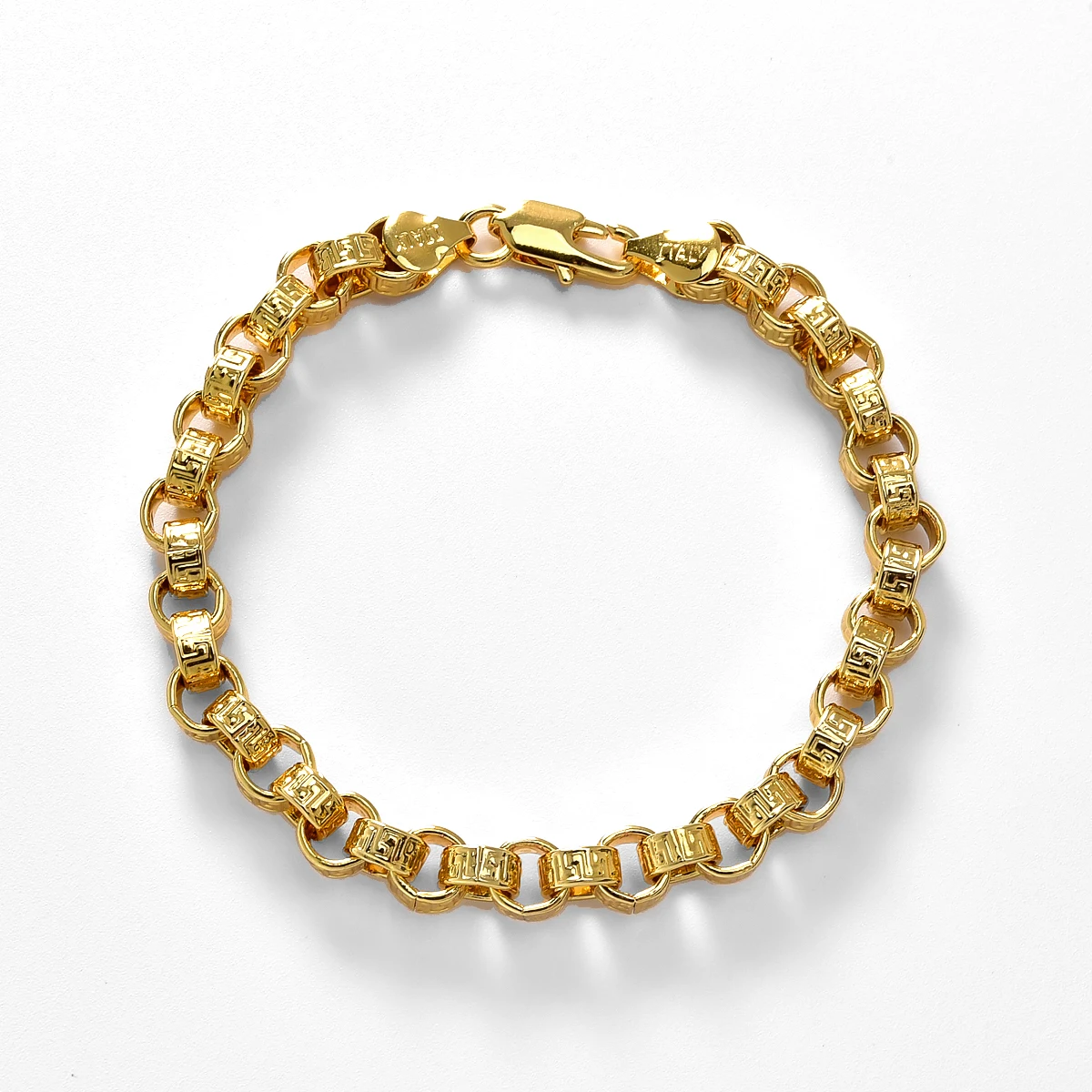 Italy 750 Bracelet Cool Copper Bracelet 18k Gold Plated  Hip-Hop Daily Men Jewelry Accessories For Friends Gifts