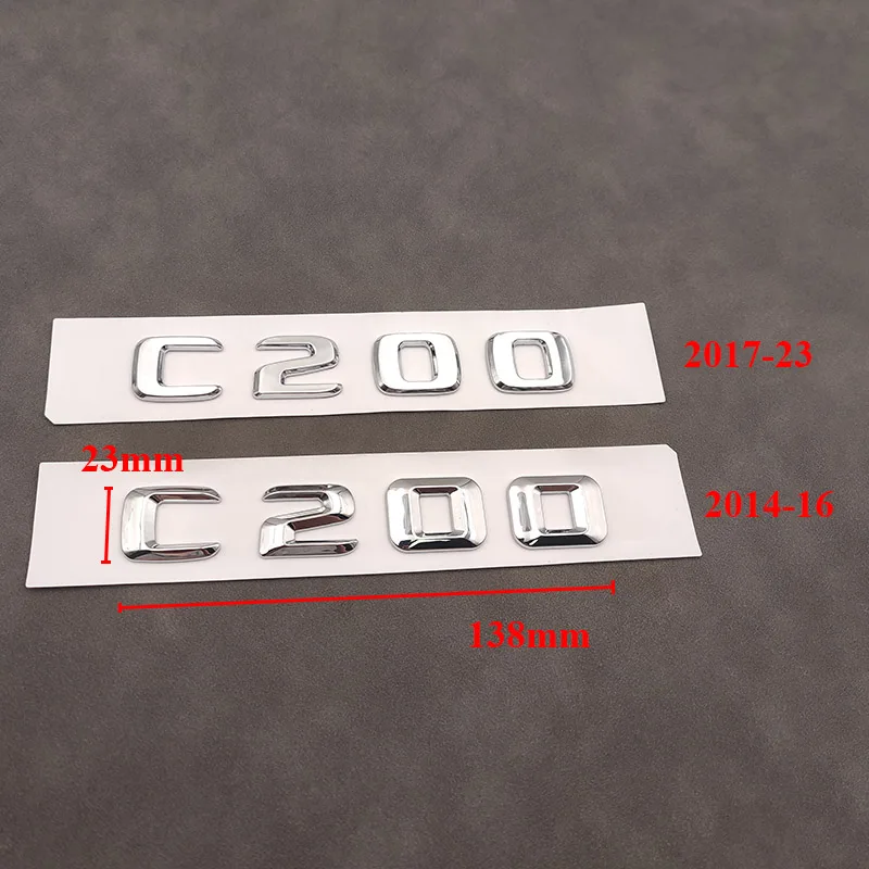 3d ABS Chrome Black C 200 Logo C200 Emblem Letter Sticker Car Rear Trunk Badge for C200 W204 W205 W206 W203 Accessories