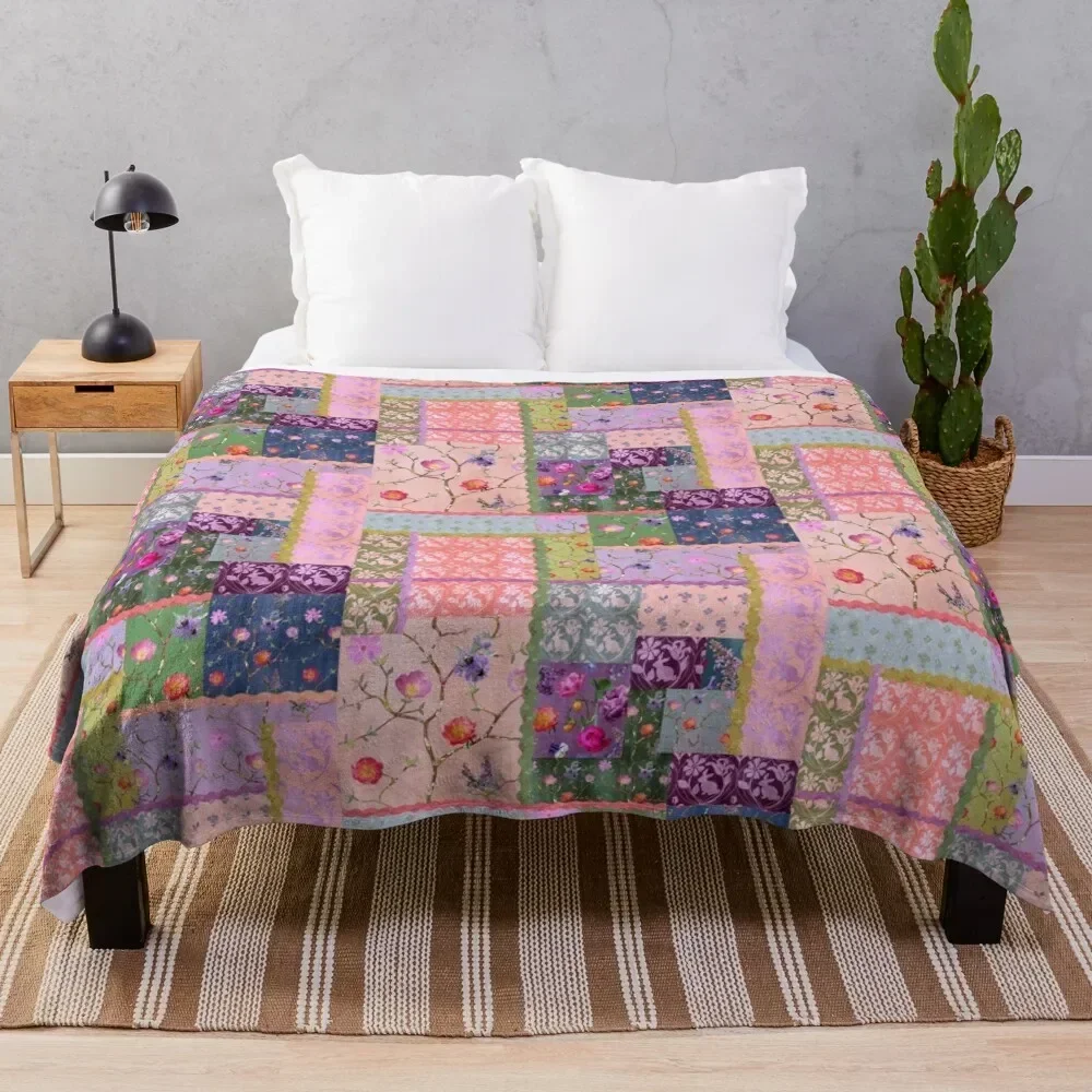 

Spring Dreaming Patchwork Throw Blanket Cozy Throw Blanket for Bed Sofa Chair