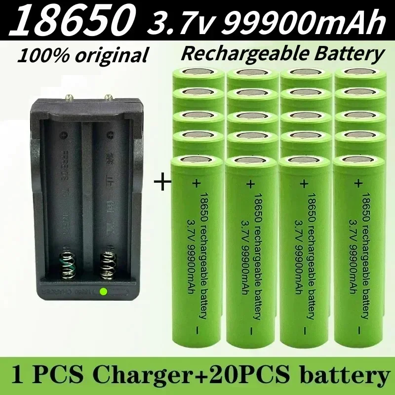 

Original 18650 Battery 99900mah 3.7 V 18650 Lithium Rechargeable Battery for Flashlight Batteries Toy/electrical+Charger