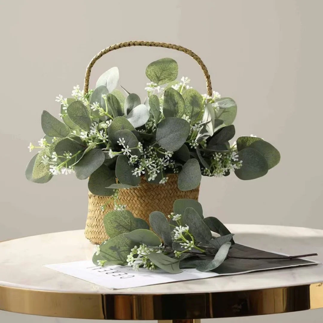 

Artificial Eucalyptu Leaves Stems Branche Christmas tree wreath Floral Bouquets Wedding Room Holiday Home vase Diy Decoration