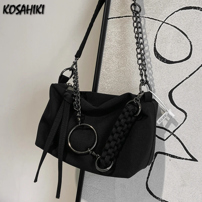 Sweet Y2k Trendy High-capacity Handbags Fashion Women Solid All Match Crossbody Bag New Casual Chic Chain Shoulder Bags Japanese