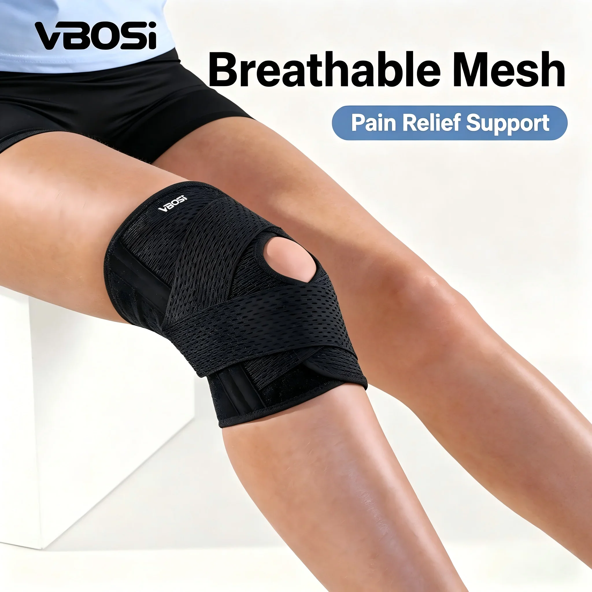 Atmungsaktive, rutschfeste Kniebandage, verstellbare Knieunterstützung mit offener Patella für Meniskusriss, Arthritis, Laufen, Fitness & Alltag