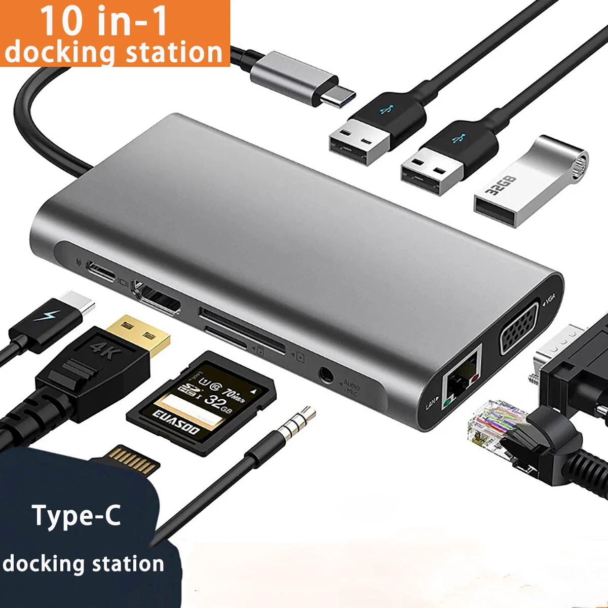 

Концентратор USB C, многопортовый адаптер USB-C для MacBook Pro, ключ-концентратор USBC на HDMI 9IN1, совместимый с ноутбуками и... Привет