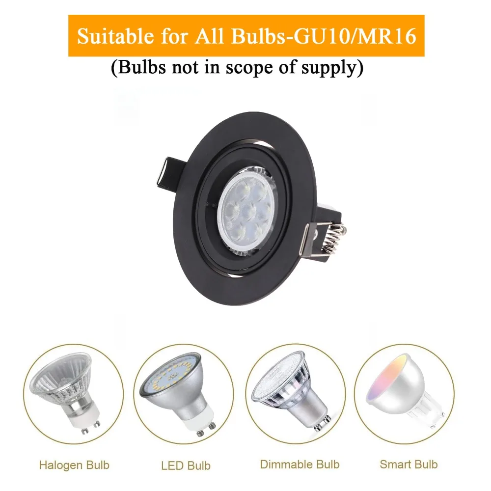 JOYINLED Round Spot Lighting Bracket Fittings Recessed Spotlight Mount Frame GU10/MR16 Ceiling Lamp LED Downlight Holder Kitchen