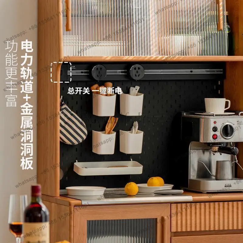 LD solid wood dining side cabinet, hole board against the wall, cherry wood storage narrow side cabinet