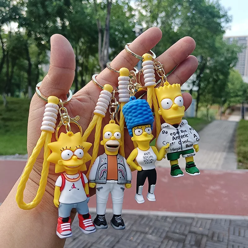 

The Simpsons Keychain Cartoon Anime Figure Key Ring Phone Hanging Pendant Kawaii Holder Car Key Chain Birthday Christmas Gift