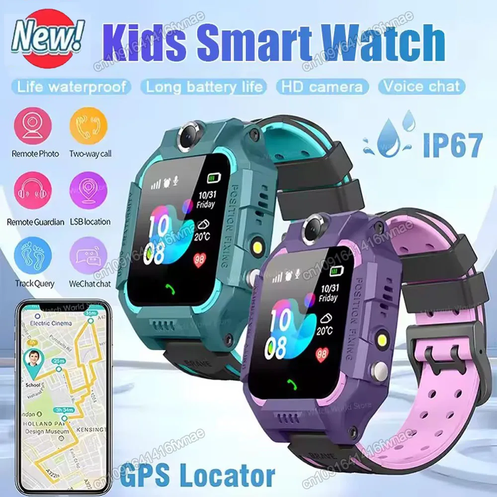 Relógio Inteligente Infantil 2G 2026 com SOS, GPS, Cartão SIM, Câmera, à Prova d'Água, Presentes para Meninas e Meninos Hw12