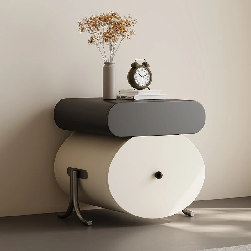 Italian minimalist bedside table Modern minimalist bedroom locker Premium light luxury bed