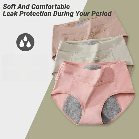 4 Pezzi Mutandine Mestruali da Donna a Vita Alta in Cotone, Slip Fisiologici Anti-perdita, Biancheria Intima per il Ciclo Femminile
