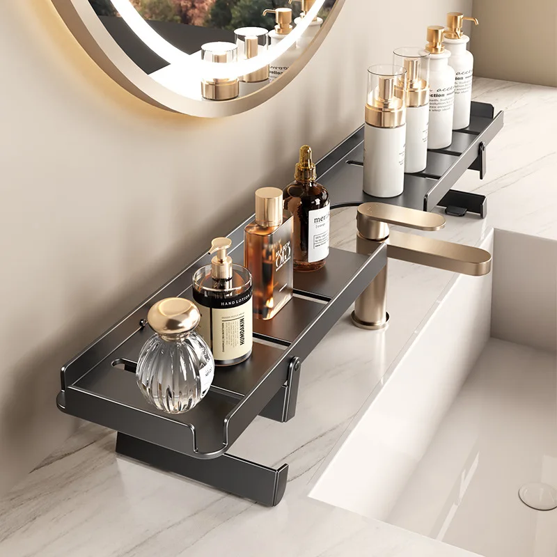 

Installation free faucet storage rack foldable organizer rust proof bathroom storage rack suitable for lotion storage