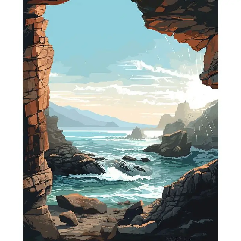 

RUOPOTY Diy Paint By Numbers Kit Sailing Drifting Bottle Handpainted Art For Living Room Digital Painting Beginner Kit Indoor Wa