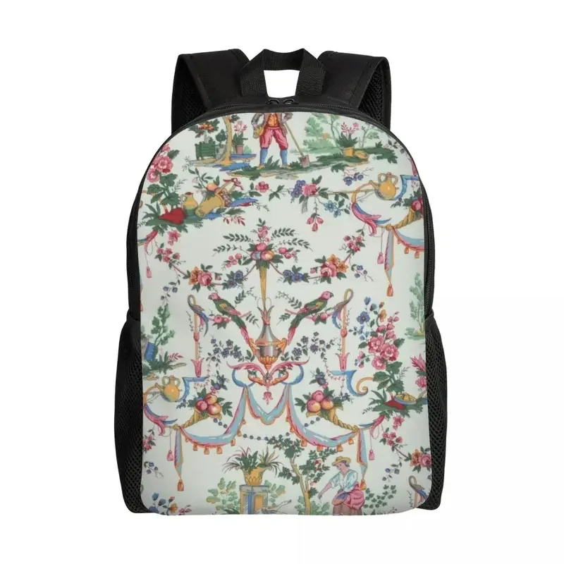 Customized Vintage French Toile De Jouy Laptop Backpack Basic Bookbag for College School Students Traditional France Art Bags