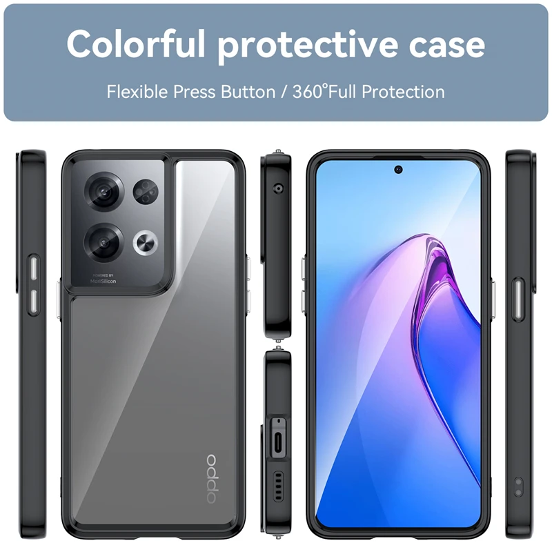 For Cover OPPO Reno 8 Pro 5G Case Reno 8 Pro 5G Capas Shockproof Luxury Clear Transparent Multicolor For Fundas Reno 8 Pro Cover