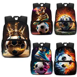 13 pollici Cool Soccer con zaino corona d'oro per 3-6 anni Boy Girl Football School Bags Kids Kindergarten Bookbag Gift