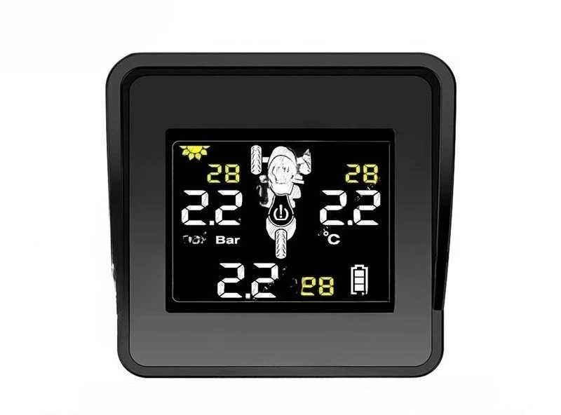Solar Powered Inverted Three Wheeled Motorcycle Tire Pressure Monitor with External High-precision Wireless Monitoring Reminder