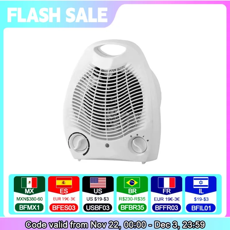 EU Dual-purpose Heating Fan Office Bedroom Desktop Floor Circulation Heating Low Noise Heating Fast Safety and Energy Saving