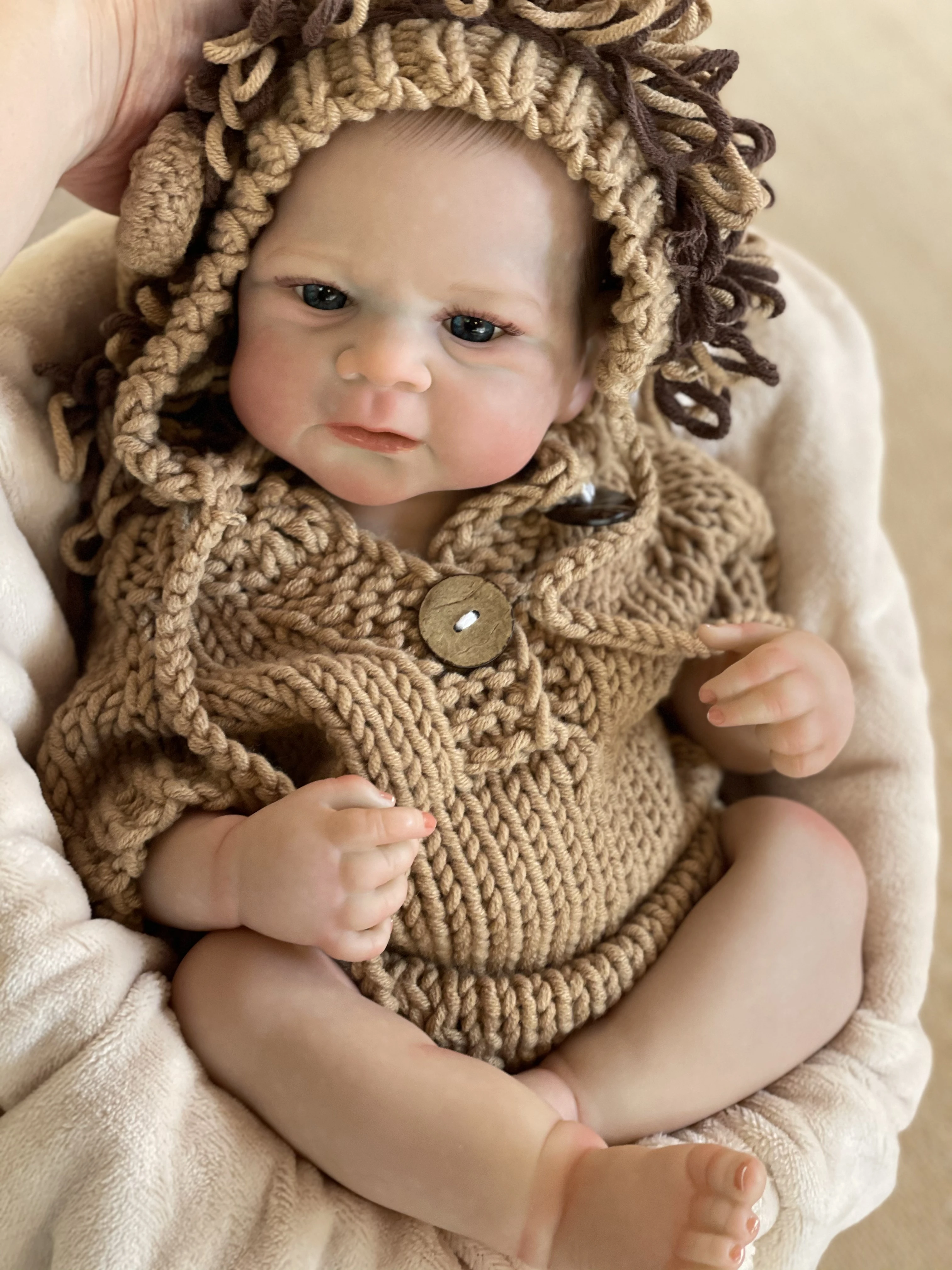 Elijah-Jouets en vinyle pour enfants, corps entier, reborn, beurre, cheveux peints à la main, réaliste, nouveau-né, garçon, 18 pouces