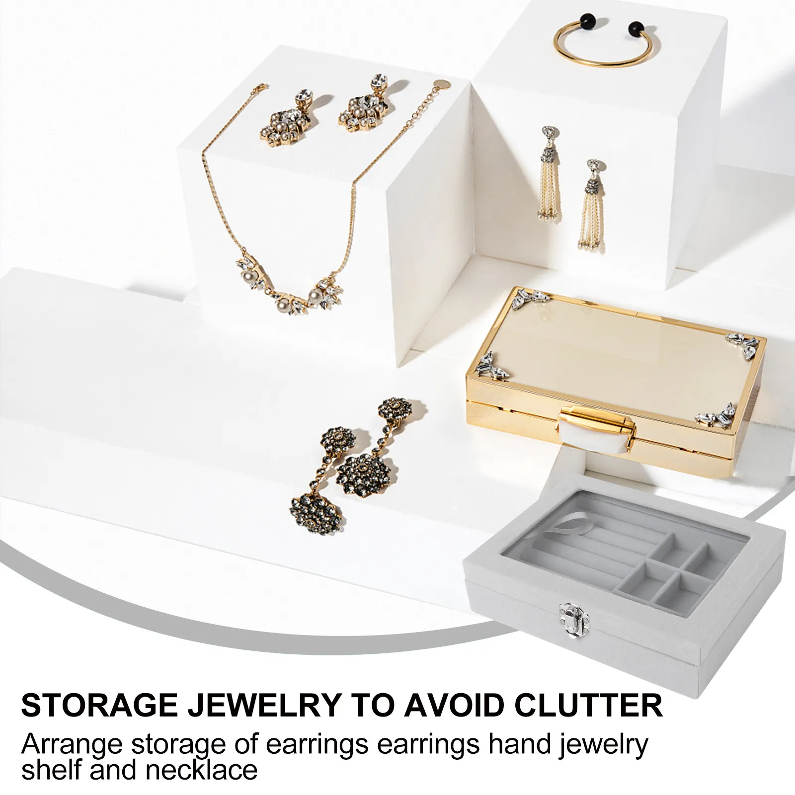 

1Pcs Flannel Jewelry Box Large Capacity Storage Organizer Cushion Lining Protection Rings Earrings Necklace Case for Home