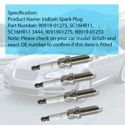 4Pcs 90919-01275 Iridium Spark Plug SC16HR11 for Toyota Corolla Prius Lexus Car Accessories
