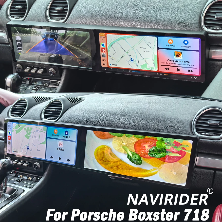 12.3+12.3inch Screen Android 15 For Porsche Boxster 718 2016-2023 Car Radio CarPlay Auto Multimedia Stereo Player GPS HU 4G