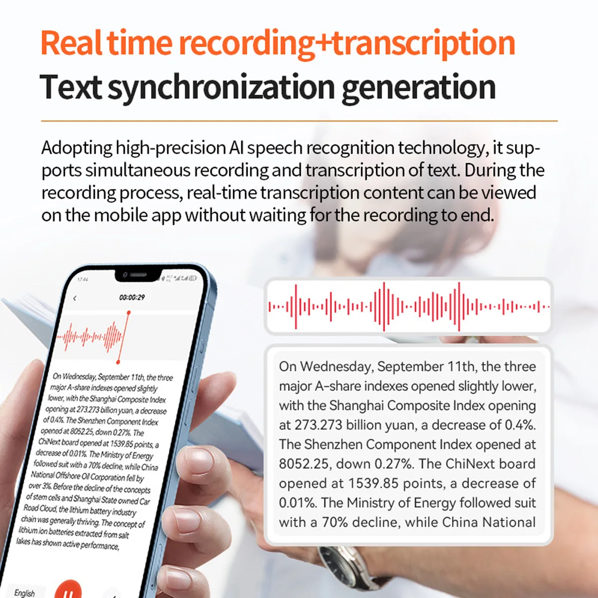 A30 AI Voice Recorder: Simultaneous Translation for 189+ Languages, Speaker Differentiation, AI-Powered Summary & Mind Map