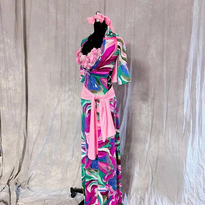 تخصيص جديد ملابس رقص البطن ممارسة اللباس الشعبي الجلباب Balady Saidi رث المنافسة فريق cinturão dança do ventre