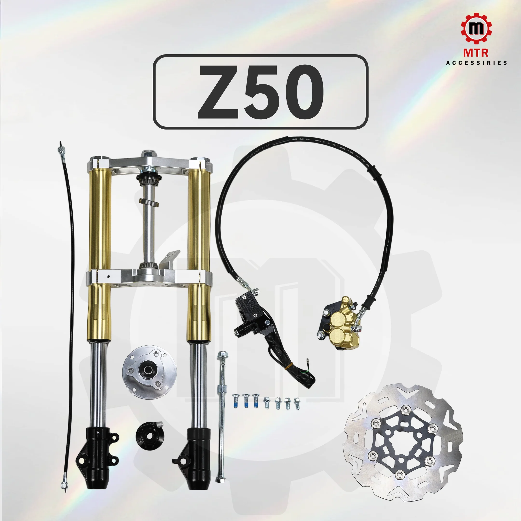 570mm Front Fork Kit Z50 Front Suspension kit 45mm Gold Dual-Piston Caliper for Monkey Z50 Motorcycles
