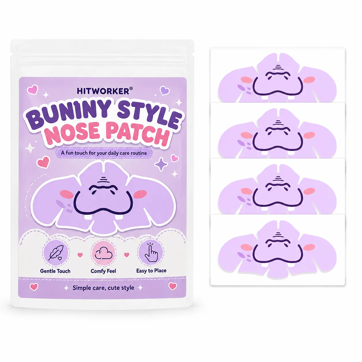 5PCS Cartoon Blackhead Nose Strips, Cute Hippopotamus-Pattern Pore Cleansing Patches with Easy-Peel Design