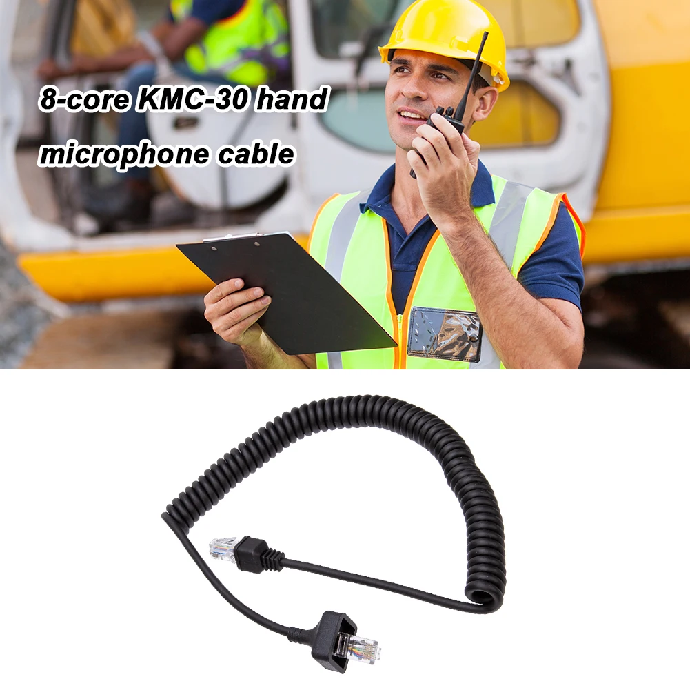 8 Pin Microphone Cord Easy To Install RJ-45 Mic Cable Heavy Duty Coiled Walkie Talkie Parts for KMC-30 for Kenwood KMC-32 KMC-35