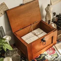 Vintage Wooden Storage Box Lockable Jewelry Box Multifunctional Trinket Box Keepsake Organizer for Collectibles Souvenirs