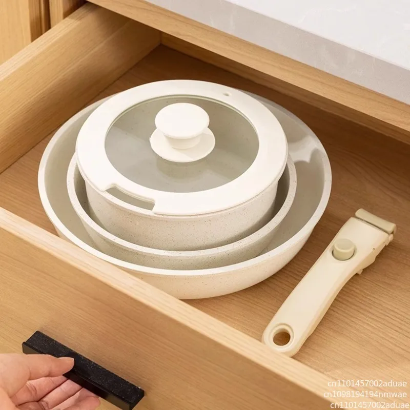 Juego de ollas y sartenes de 11 Uds., juegos de utensilios cocina antiadherentes con mango desmontable, juego cocina RV